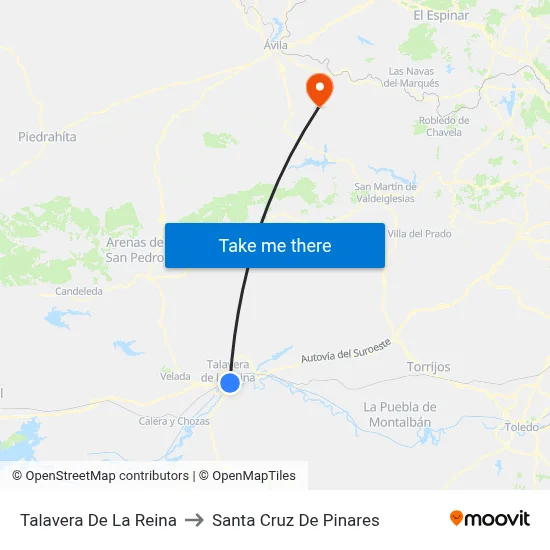 Talavera De La Reina to Santa Cruz De Pinares map