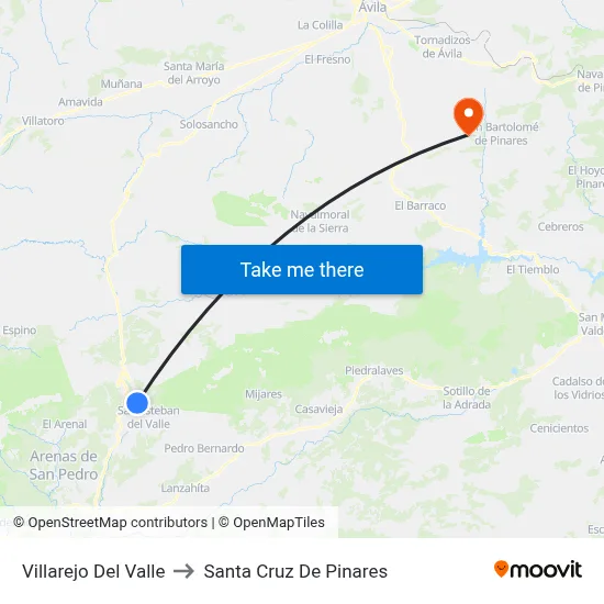 Villarejo Del Valle to Santa Cruz De Pinares map
