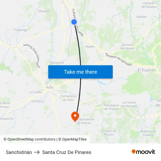 Sanchidrián to Santa Cruz De Pinares map