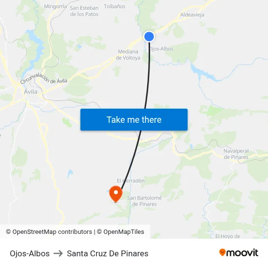 Ojos-Albos to Santa Cruz De Pinares map