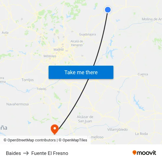 Baides to Fuente El Fresno map
