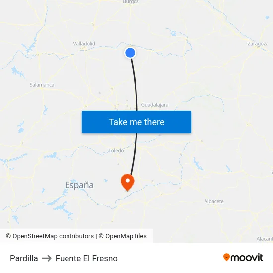 Pardilla to Fuente El Fresno map