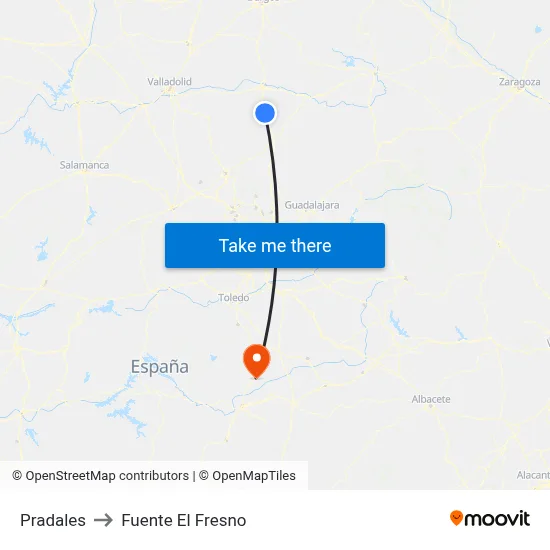 Pradales to Fuente El Fresno map