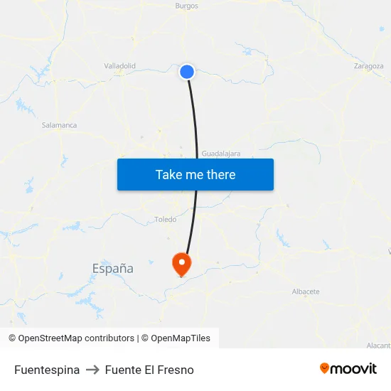 Fuentespina to Fuente El Fresno map