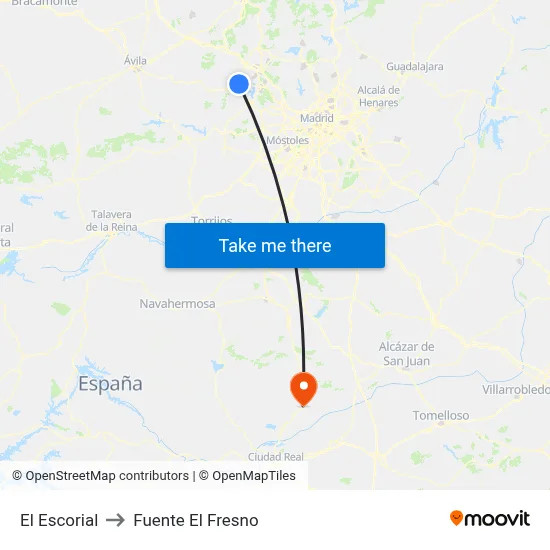 El Escorial to Fuente El Fresno map
