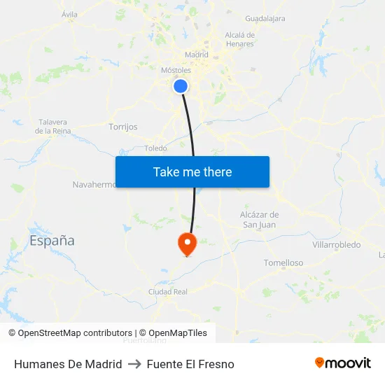 Humanes De Madrid to Fuente El Fresno map
