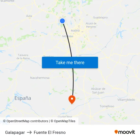 Galapagar to Fuente El Fresno map