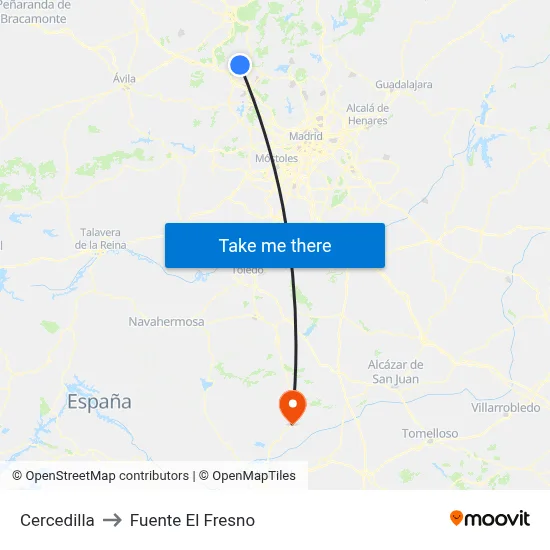 Cercedilla to Fuente El Fresno map