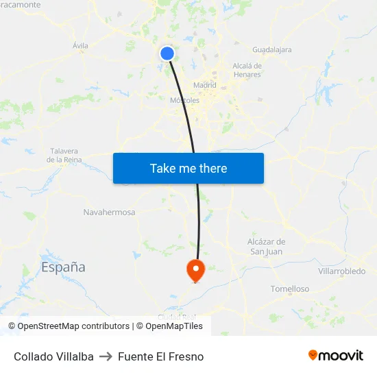 Collado Villalba to Fuente El Fresno map