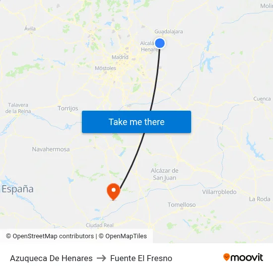 Azuqueca De Henares to Fuente El Fresno map