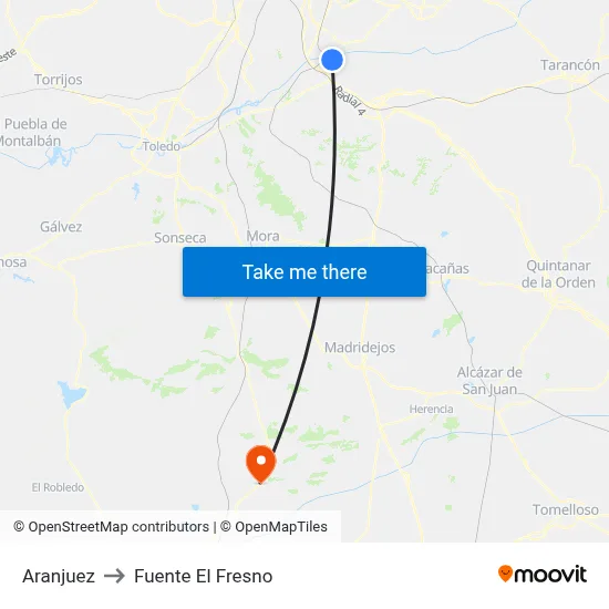 Aranjuez to Fuente El Fresno map