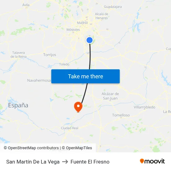 San Martín De La Vega to Fuente El Fresno map
