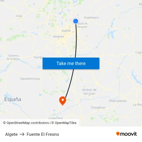 Algete to Fuente El Fresno map