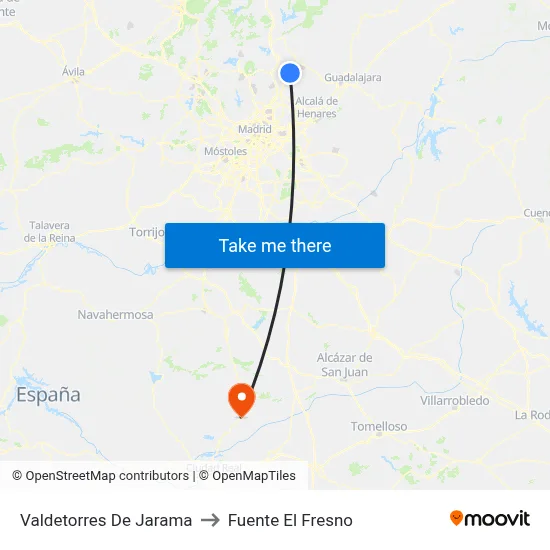 Valdetorres De Jarama to Fuente El Fresno map