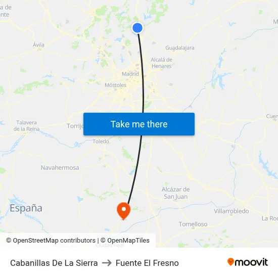 Cabanillas De La Sierra to Fuente El Fresno map