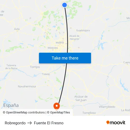 Robregordo to Fuente El Fresno map