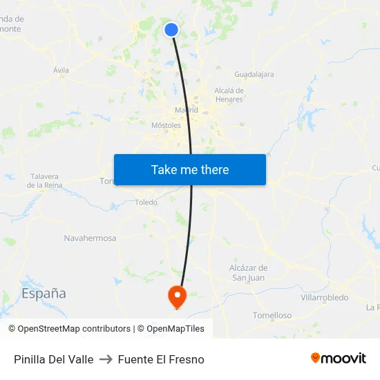 Pinilla Del Valle to Fuente El Fresno map