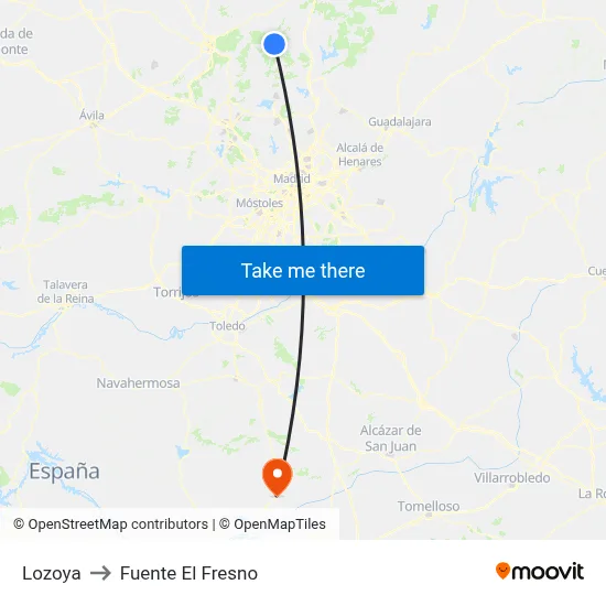 Lozoya to Fuente El Fresno map