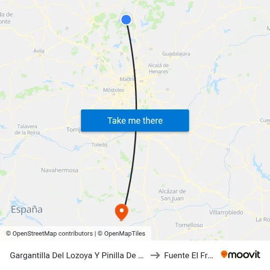 Gargantilla Del Lozoya Y Pinilla De Buitrago to Fuente El Fresno map