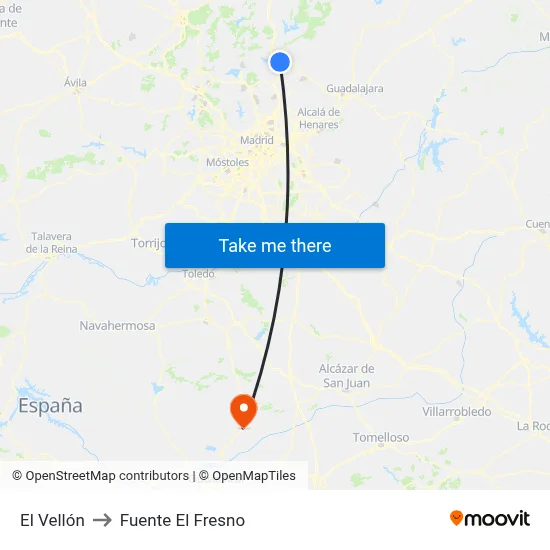 El Vellón to Fuente El Fresno map