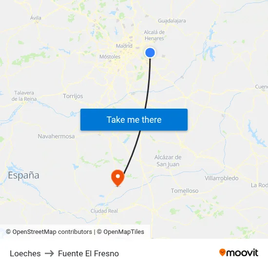 Loeches to Fuente El Fresno map