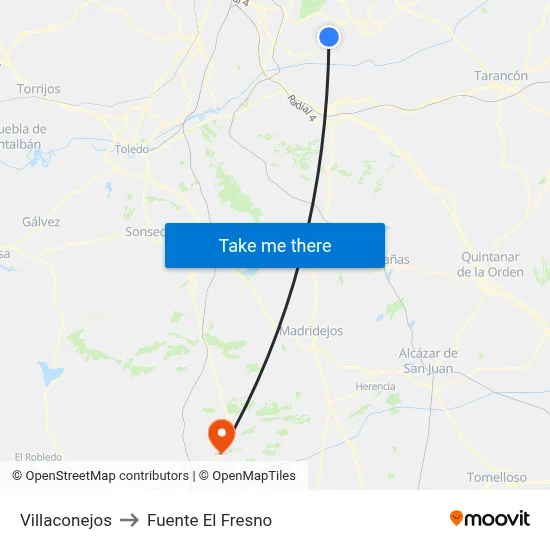 Villaconejos to Fuente El Fresno map