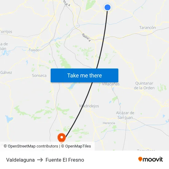 Valdelaguna to Fuente El Fresno map