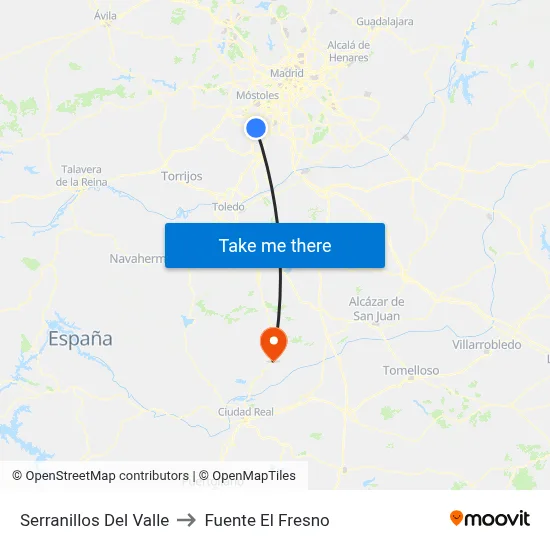 Serranillos Del Valle to Fuente El Fresno map