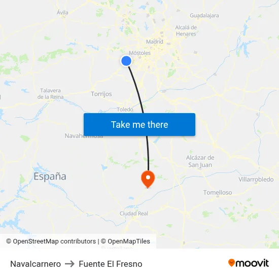Navalcarnero to Fuente El Fresno map