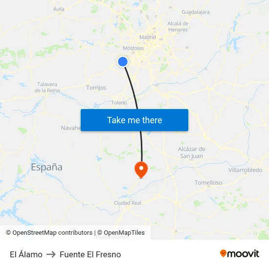 El Álamo to Fuente El Fresno map
