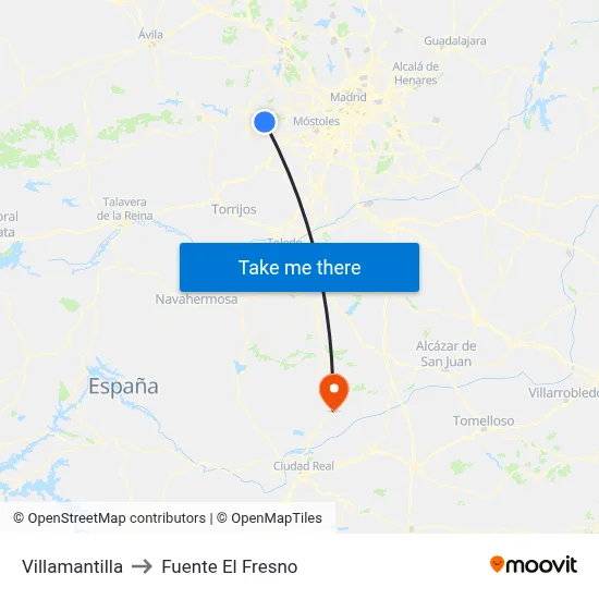 Villamantilla to Fuente El Fresno map