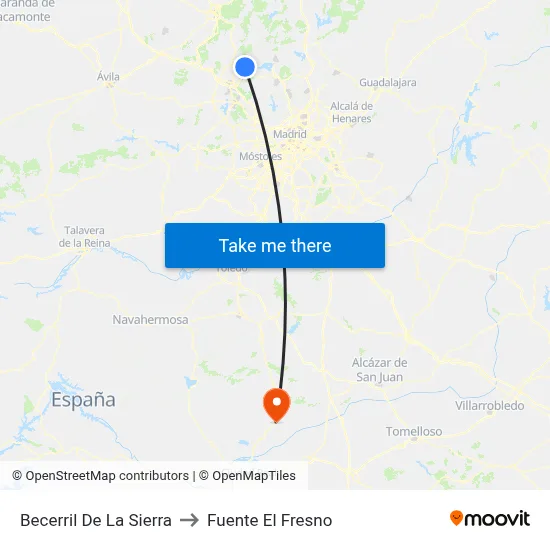 Becerril De La Sierra to Fuente El Fresno map