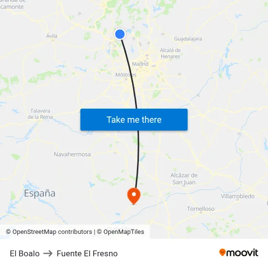 El Boalo to Fuente El Fresno map