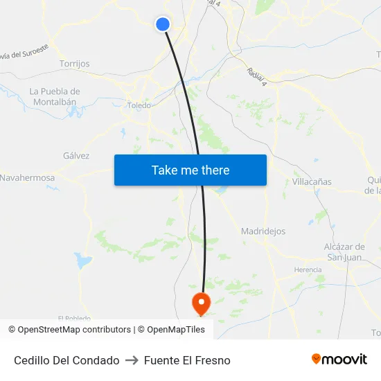 Cedillo Del Condado to Fuente El Fresno map