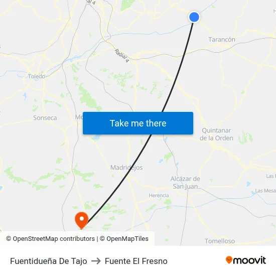 Fuentidueña De Tajo to Fuente El Fresno map