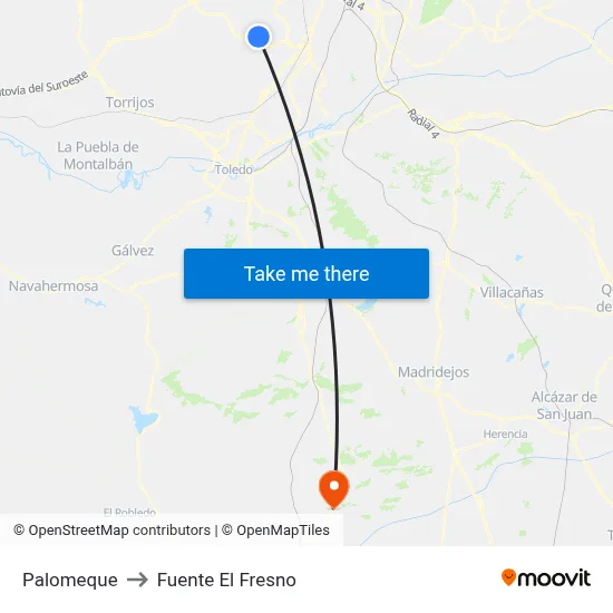 Palomeque to Fuente El Fresno map