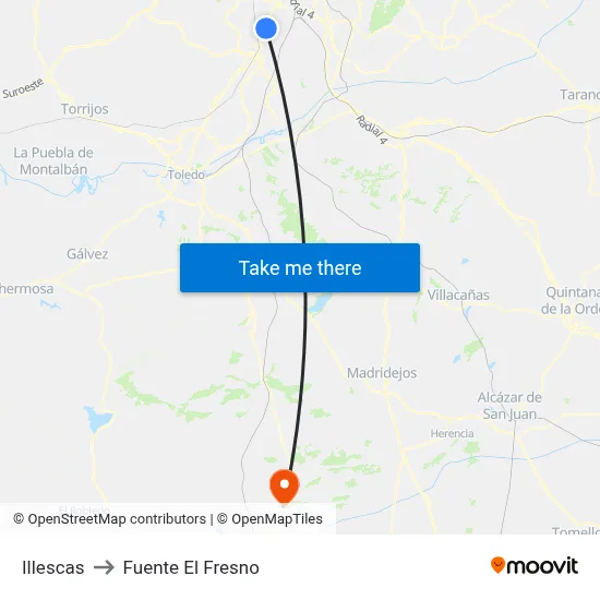 Illescas to Fuente El Fresno map