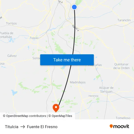 Titulcia to Fuente El Fresno map