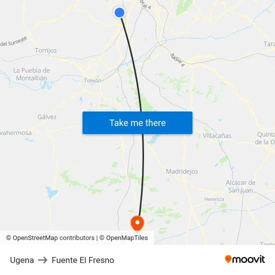 Ugena to Fuente El Fresno map
