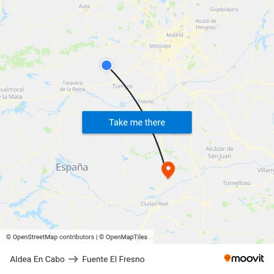 Aldea En Cabo to Fuente El Fresno map