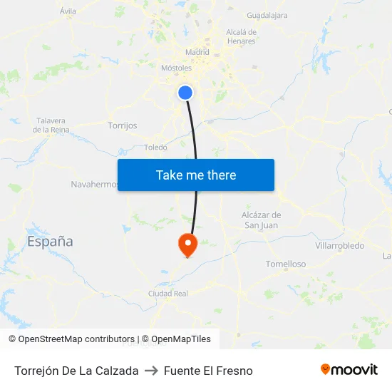 Torrejón De La Calzada to Fuente El Fresno map