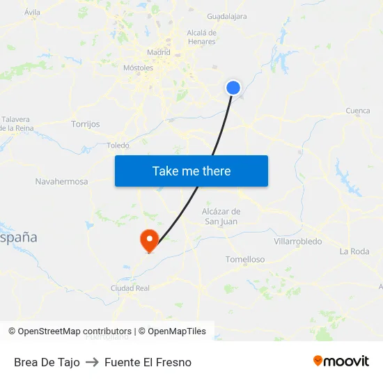 Brea De Tajo to Fuente El Fresno map