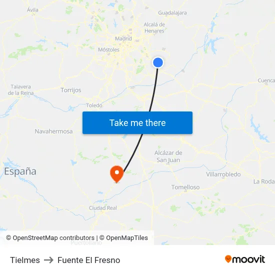 Tielmes to Fuente El Fresno map