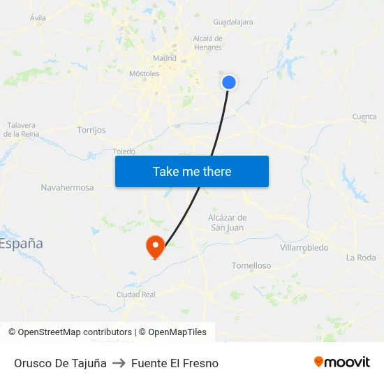 Orusco De Tajuña to Fuente El Fresno map