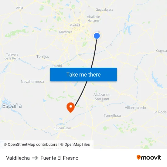 Valdilecha to Fuente El Fresno map