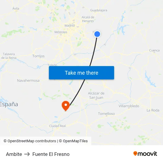 Ambite to Fuente El Fresno map