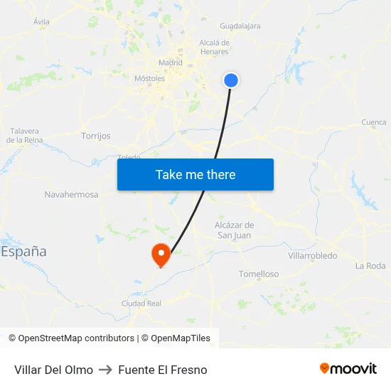 Villar Del Olmo to Fuente El Fresno map