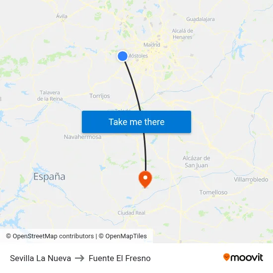 Sevilla La Nueva to Fuente El Fresno map