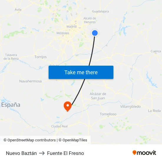 Nuevo Baztán to Fuente El Fresno map