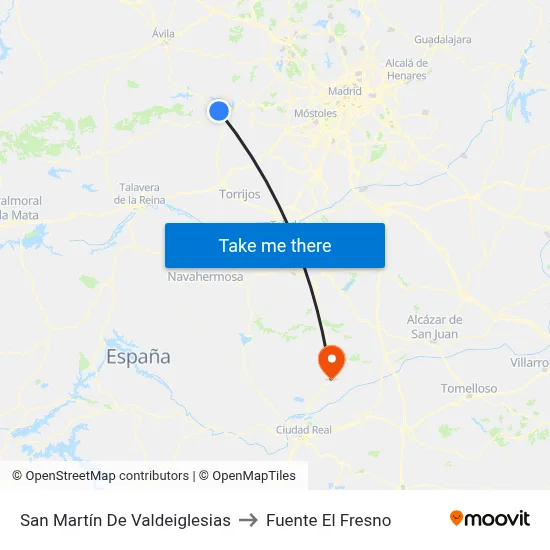 San Martín De Valdeiglesias to Fuente El Fresno map